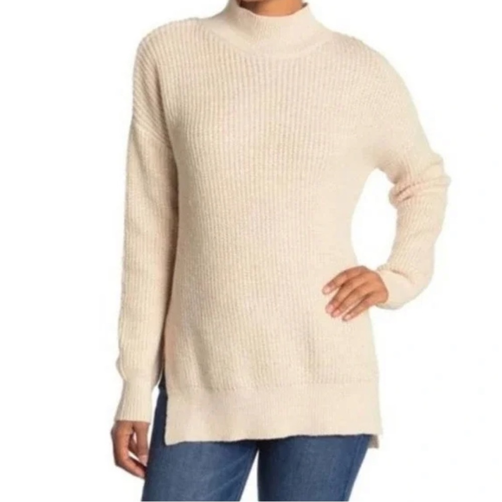 Abound Mock Neck Cable Knit Tunic Sweater